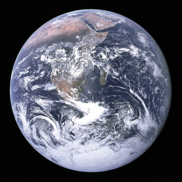 The Blue Marble, photograph AS17-148-22727, taken by the crew of Apollo 17 on December 7, 1972